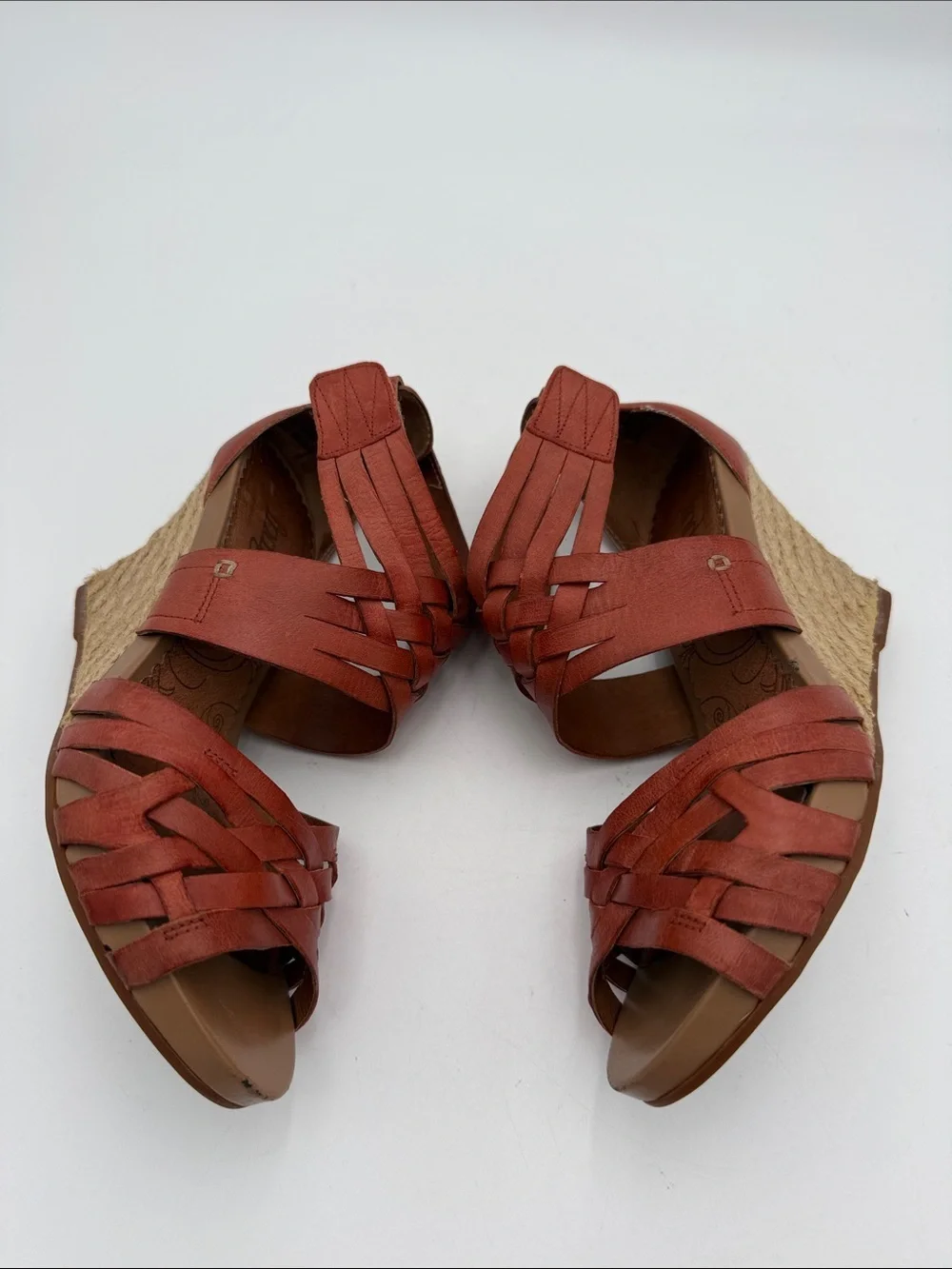 Indigo Clark’s Rust Leather Wedge Sandals - Women 6.5M casual vacation Y2K